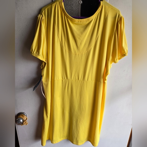 Muk Luks Cloud Knit Women's Sunny Yellow Short Sleeve Dress - Picture 5 of 5